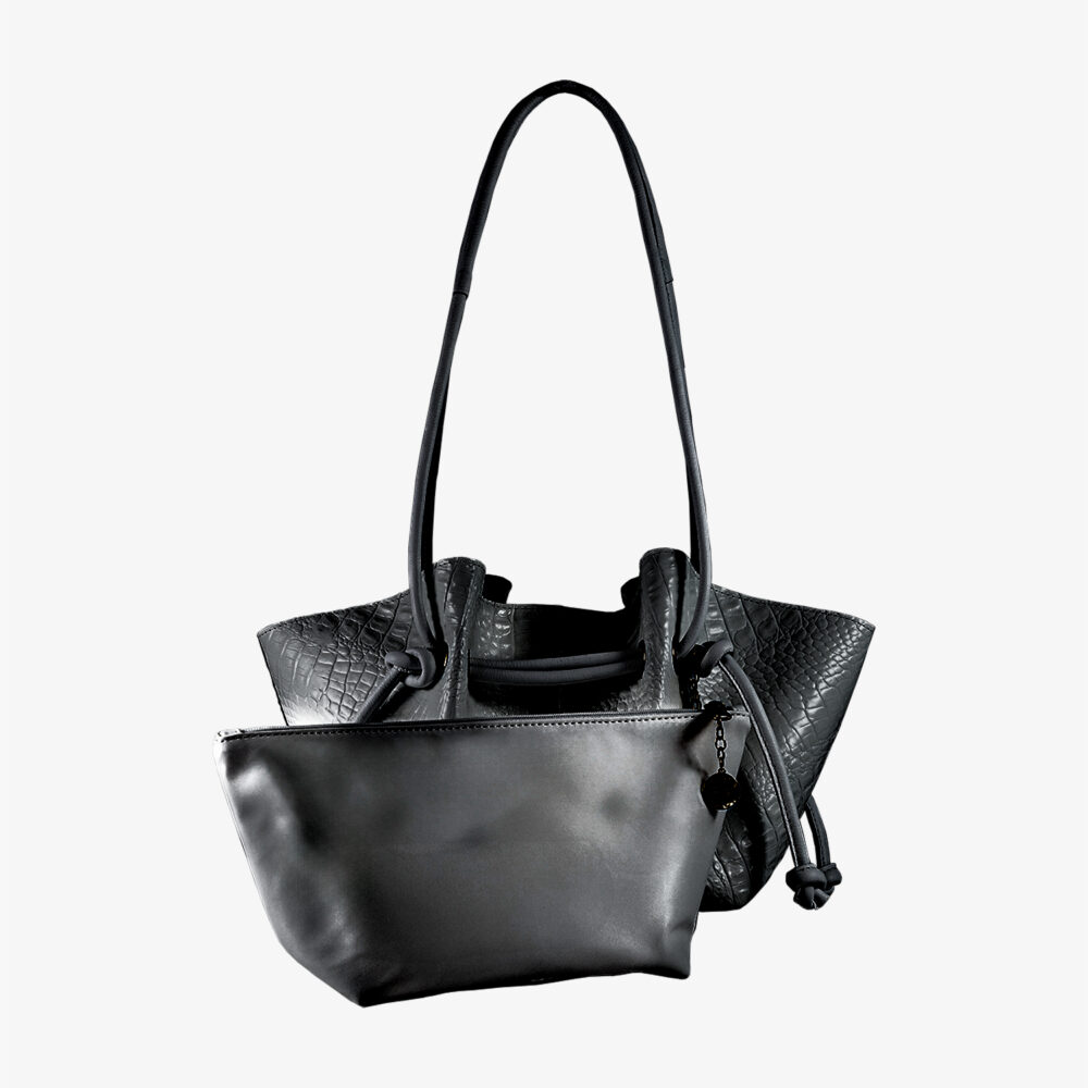 Bag Texturizada  -018 Croco Preta Grande