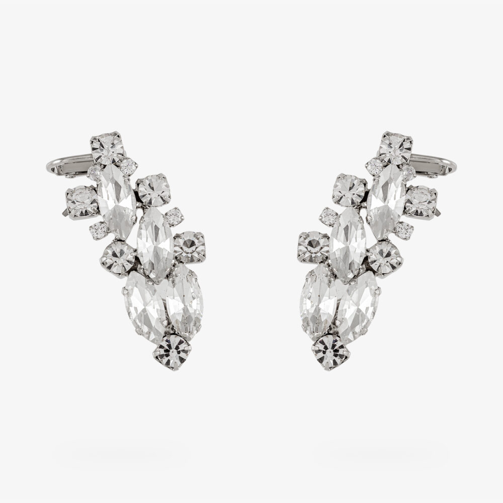 Brinco Ouro Branco - Ear Cuff - Cristais - Orla