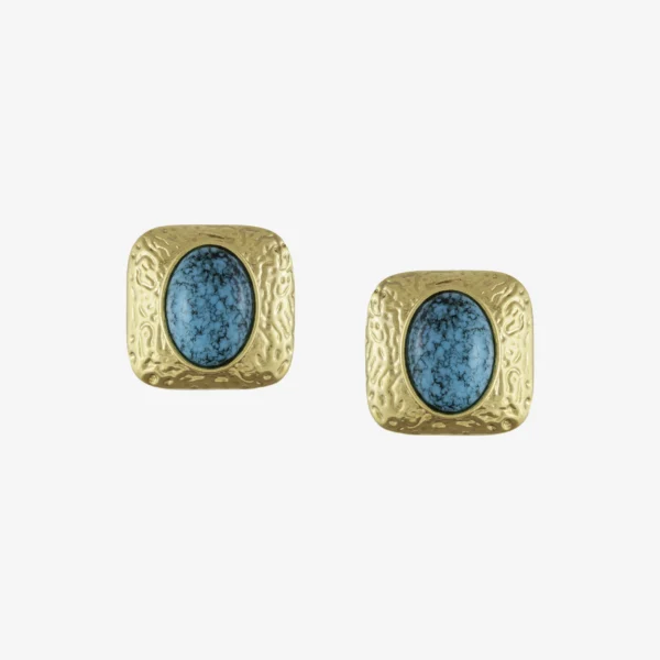 Brinco - 007 Ouro Vintage Turquesa Médio - Horizontes