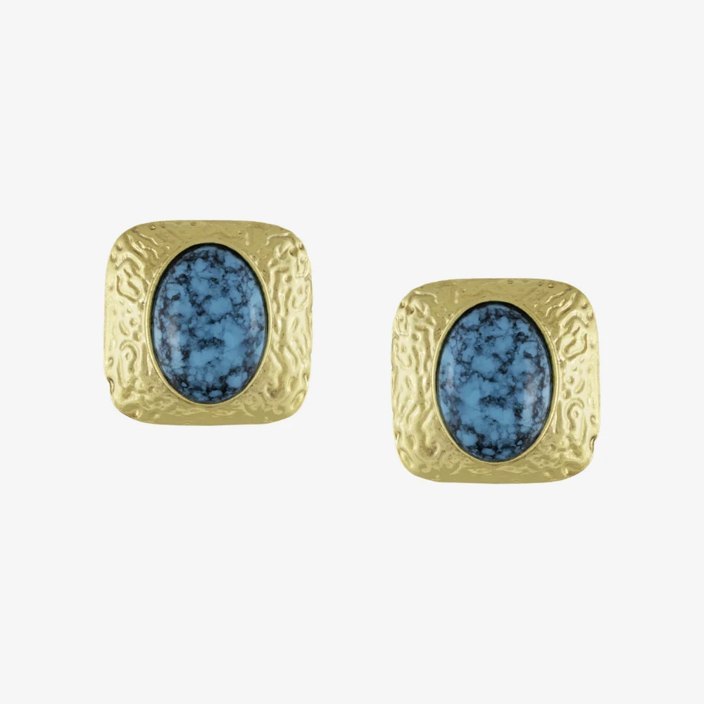 Brinco - 008 Ouro Vintage Turquesa Grande - Horizontes