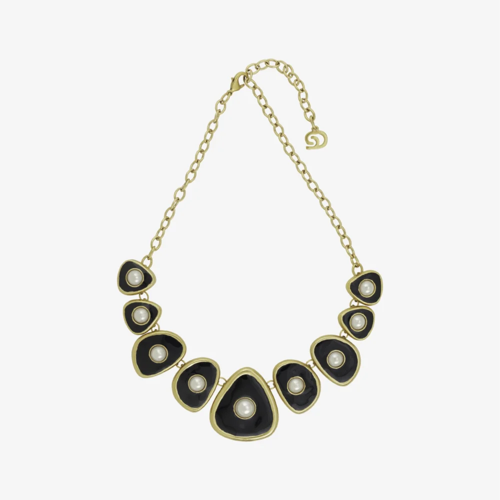 Colar  -005 Ouro Vintage Preto - Poá