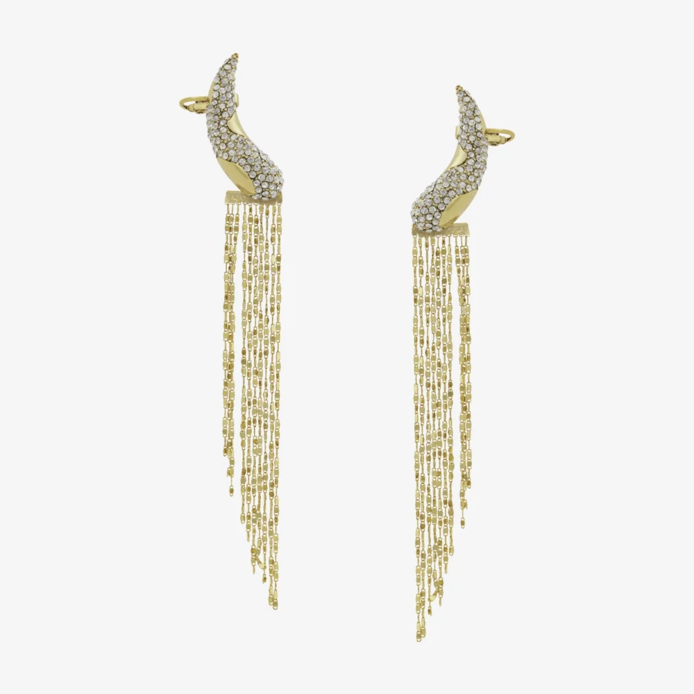 Brinco EarCuff - 006 Ouro Vintage Franja - Felina