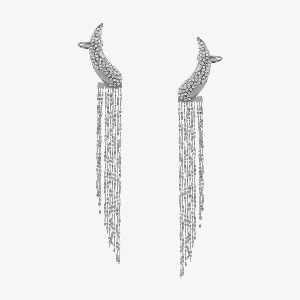 Brinco Ear Cuff - 006 Ouro Branco Franja - Felina