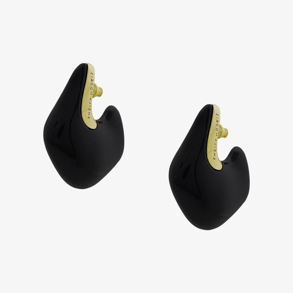 Brinco Argola Contemporânea Dourado Preto Gr - 001