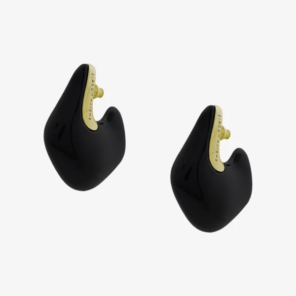 Brinco Argola Contemporânea Dourado Preto Gr - 001