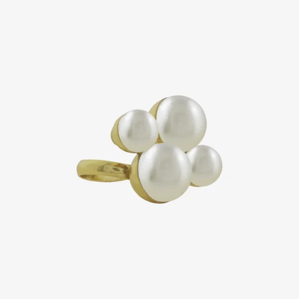 Anel Família Contemporânea Dourado Perola  - 004