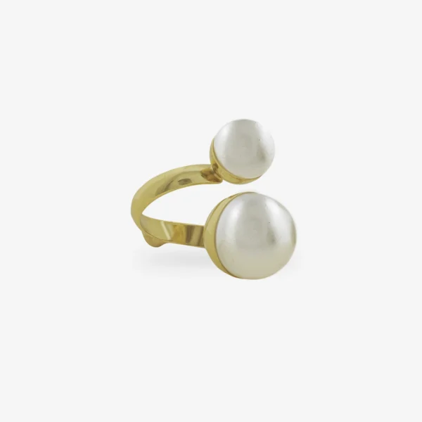 Anel Família Contemporânea Dourado Perola  - 005