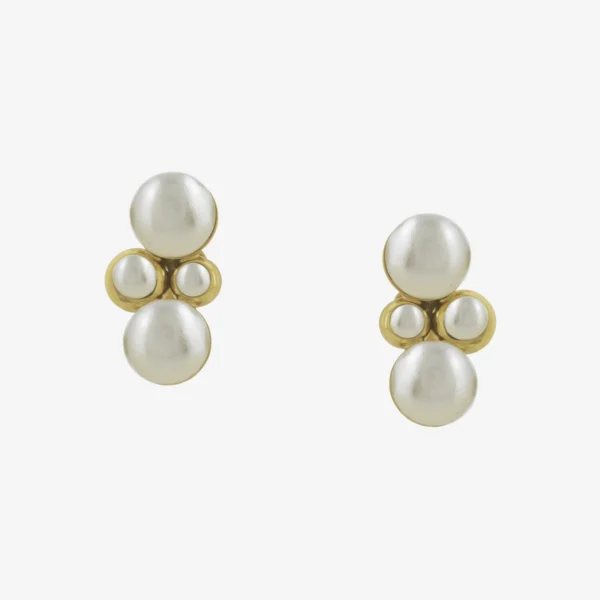 Brinco Família Contemporânea Dourado Perola - 004