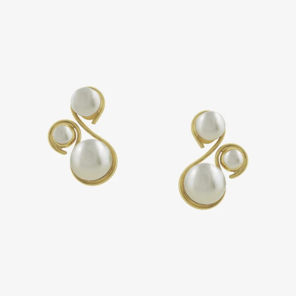 Brinco Família Contemporânea Dourado Perola   - 009