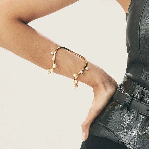Bracelete Família Contemporânea Dourado Perola  - 005