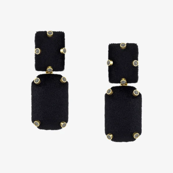 Brinco Dourado Família Veludo Preto - 020