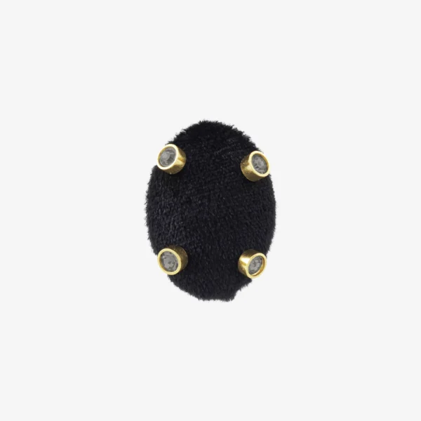 Broche Família Veludo Dourado Preto - 004