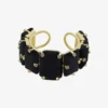 Pulseira Família Veludo Dourado Preto - 006