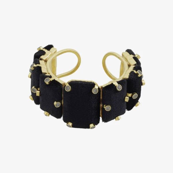 Pulseira Família Veludo Dourado Preto - 006