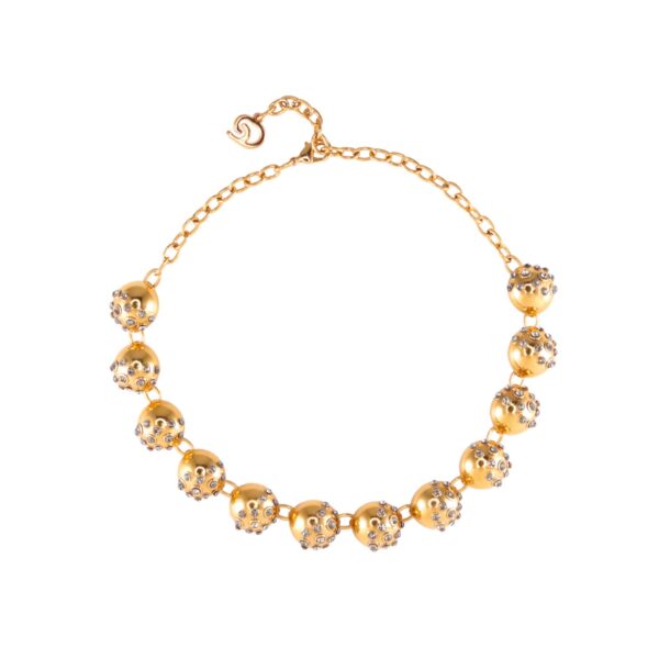 Colar Ouro Vintage - Cristais Black - Tamanho Grande - Maresia
