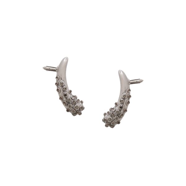 Brinco Ear Cuff - Ouro Branco Vintage - Cristais Black - Maresia