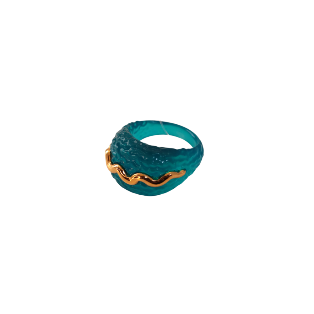 Anel Ouro Resina - Capri Blue - Tamanho 18 - Orla