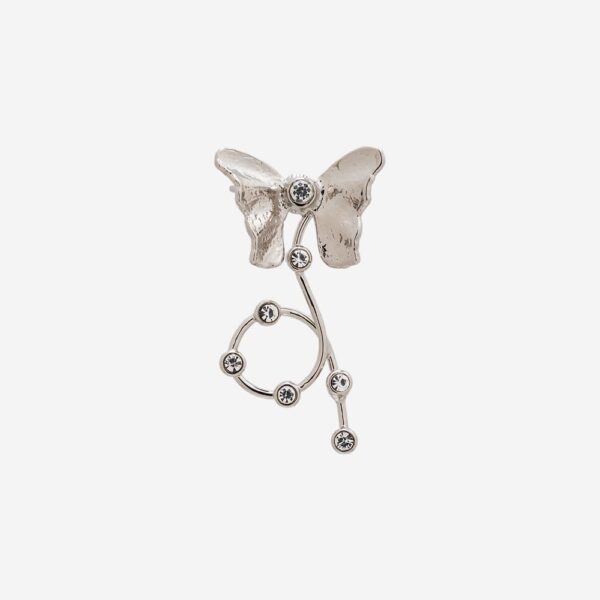 Brinco Earcuff - Ouro Branco - Borboleta - Cristal - Fases