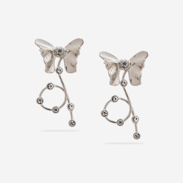 Brinco Earcuff - Ouro Branco - Borboleta - Cristal - Fases - Imagem 2