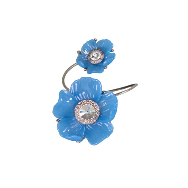 Bracelete Ouro Branco - Flor - Cristal - Cor Azul Ceu - Fases