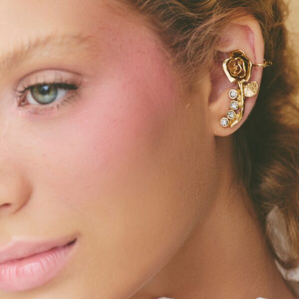 Brinco EarCuff Família Fiore Dourado Black - 010